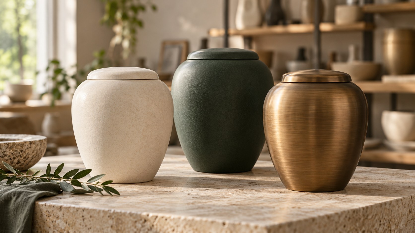 AI-generated memorial urn product collection